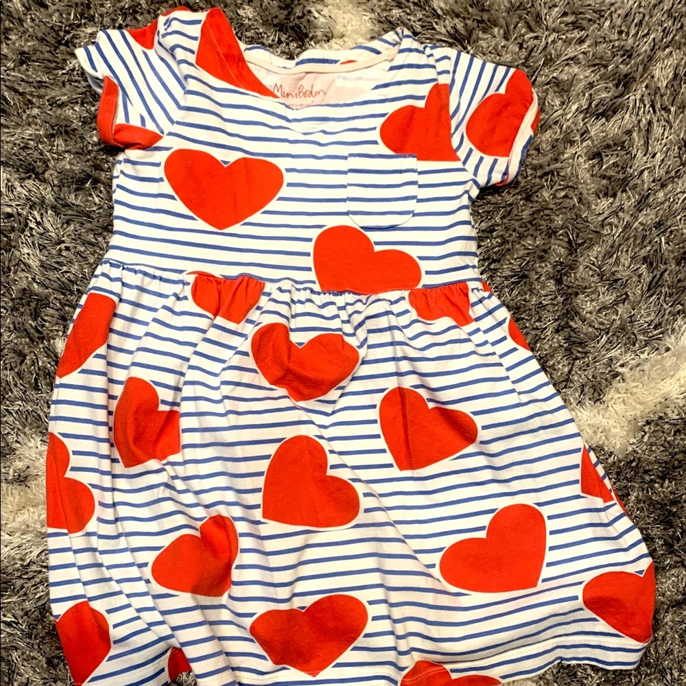 Valentines Mini Boden Girl SS Pocket Dress sz 8-9